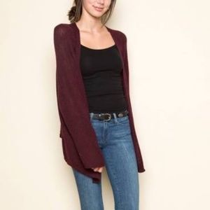 Brandy Melville Maroon Cropped Kimono Cardigan: